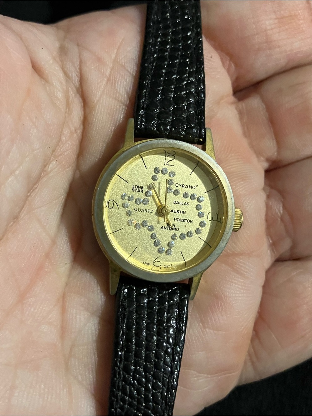 Lone Star Texas Gold Dial Women's Watch with Black Strap